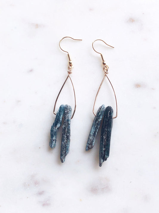 Spiked Raw Blue Kyanite Earrings