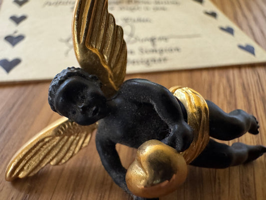 Coreen Simpson Black Angel Pin (Holding Heart) - RARE VINTAGE (1990)