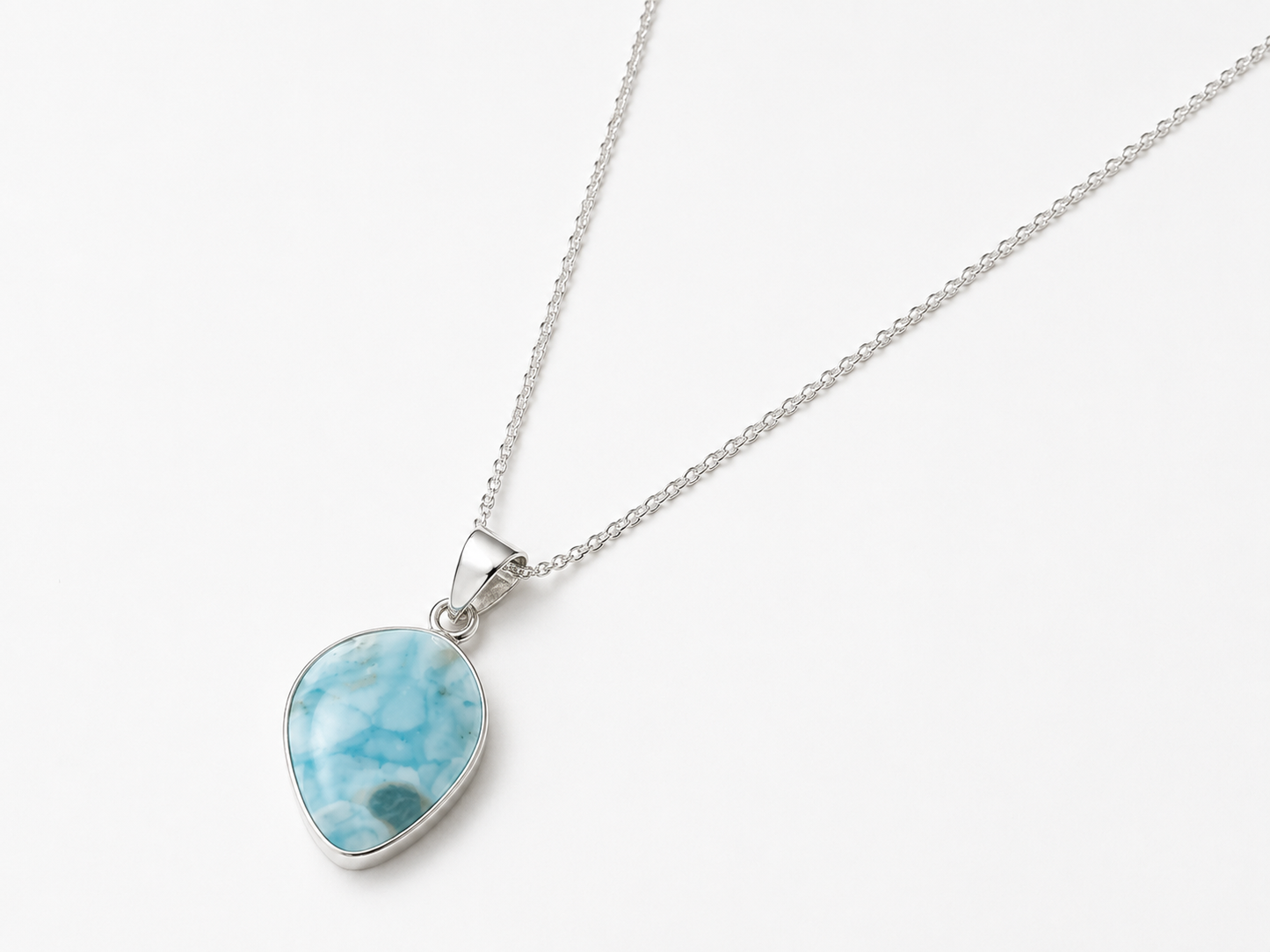 Moonstone and Larimar on Silver Chain Necklace