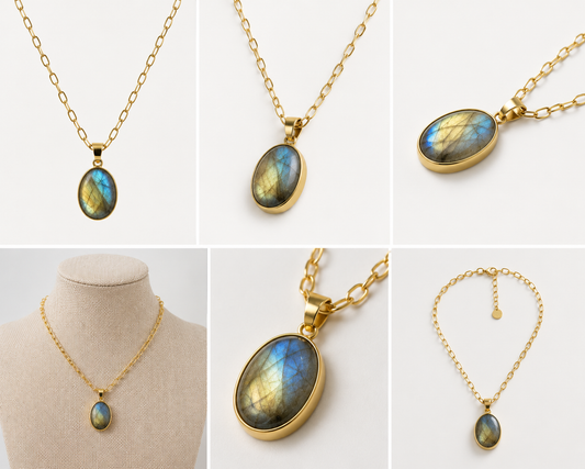 Labradorite Teardrop Pendant Necklace