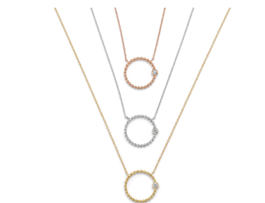 Bead Circle Pendant Necklace (Rose Gold)
