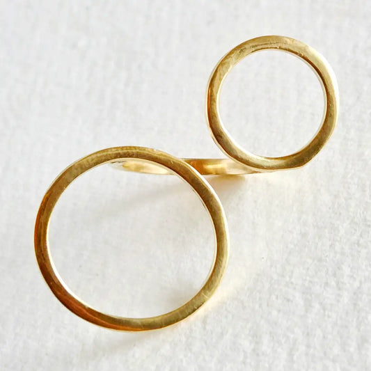Brass Ring Open Circle Adjustable Handmade Double Ring