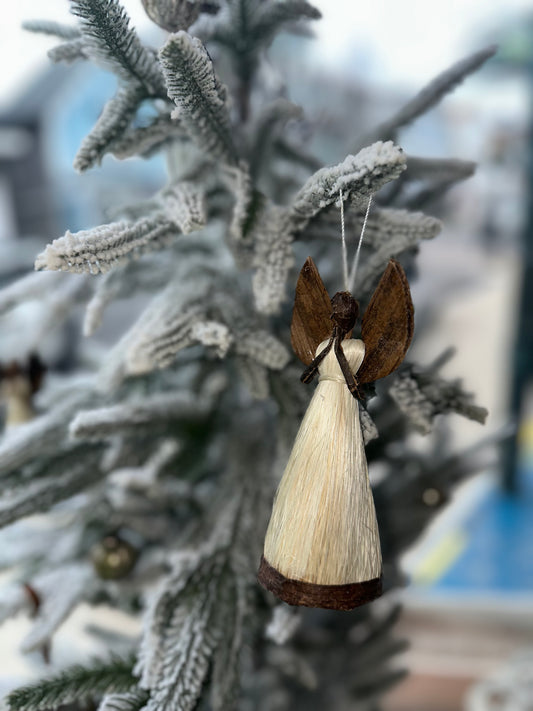 5 Inch Sisal Angel Ornament, Hands in Prayer