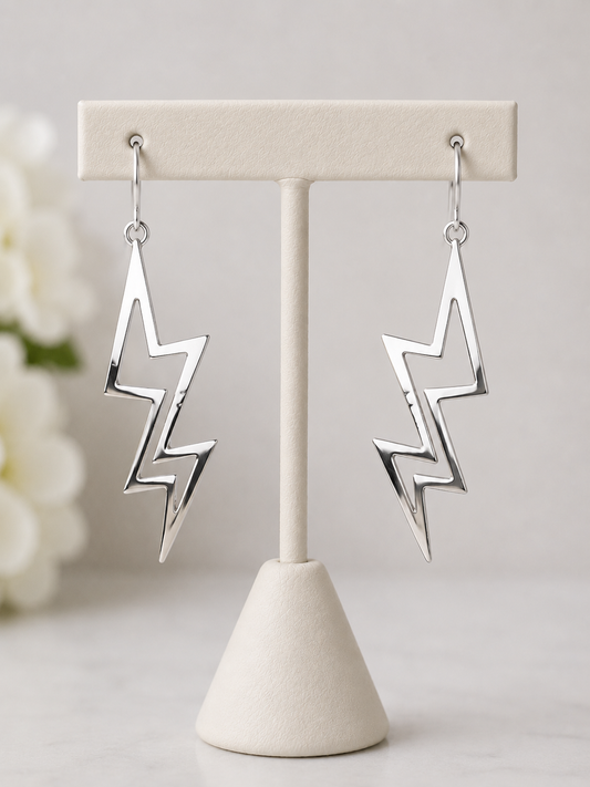 Silver Lightning Strike Earrings