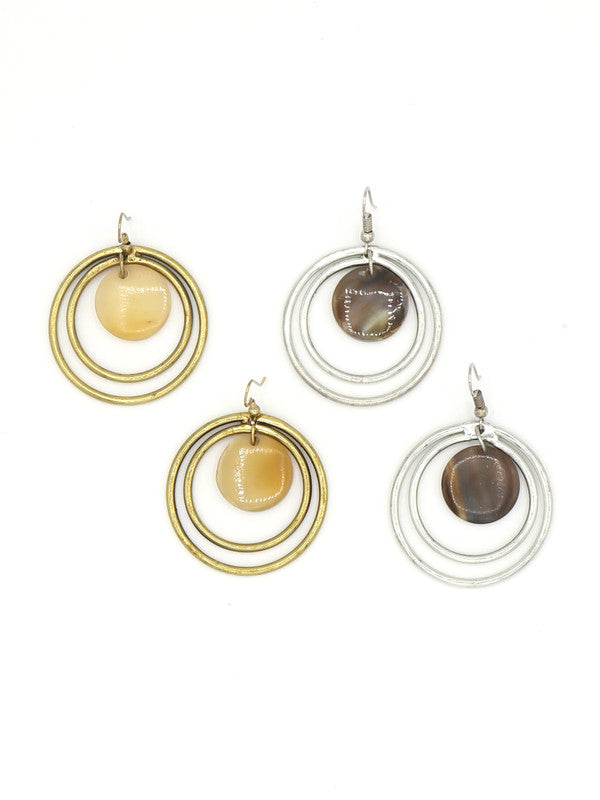 Classic Circles Upcycled Horn Earrings