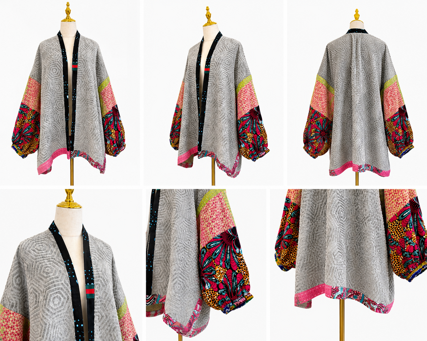 Silver Mosaic Handmade Sweater Kimono