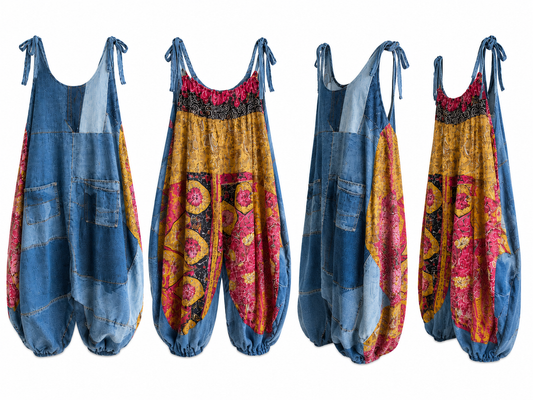 Oversized Jean Quilt Jumpsuit