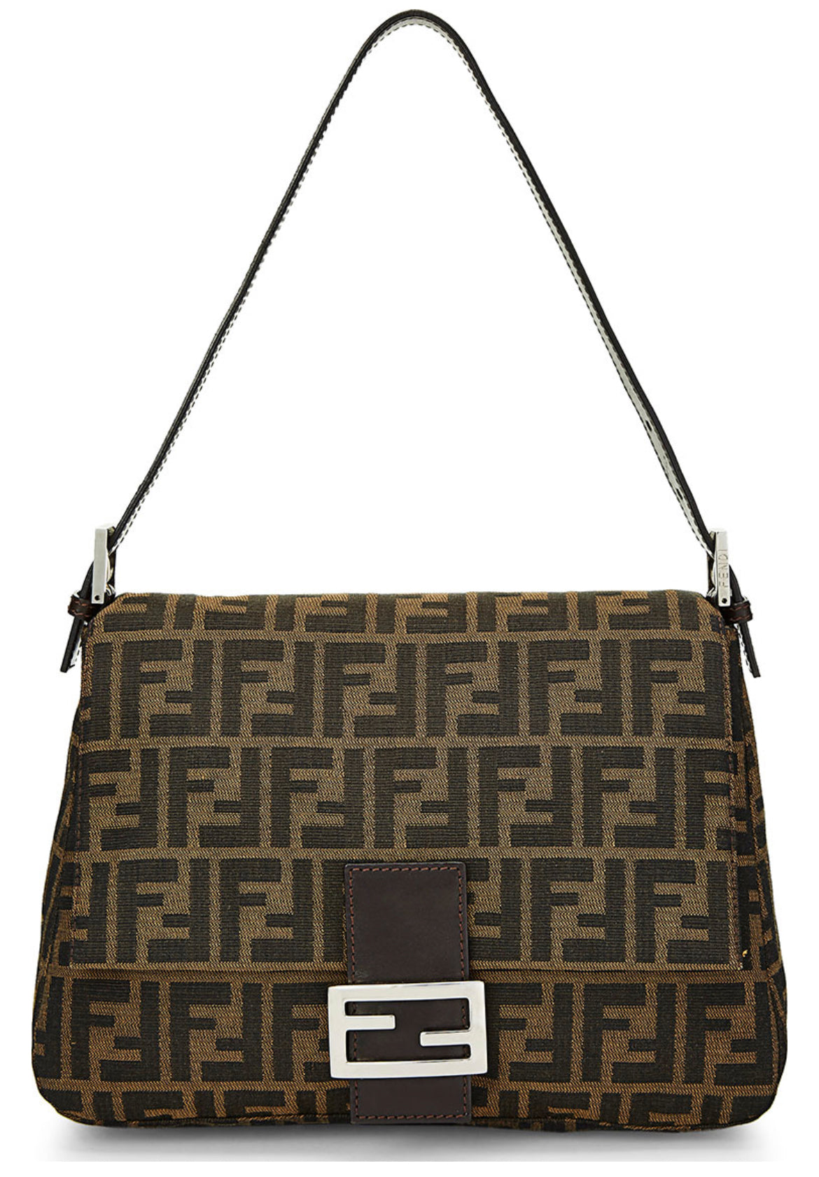 FENDI Baguette Brown Zucca Canvas Designer Handbag