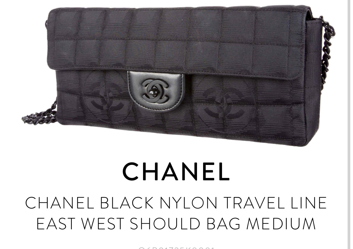 Chanel Black Clutch Nylon Travel Chain  (2002)
