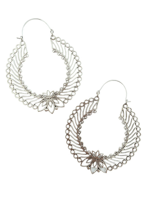 HEERA BRASS HOOPS Silver