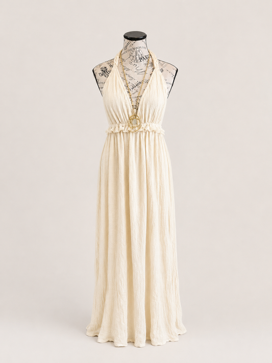 Beach Goddess (Ivory) Breeze Halter Maxi Dress