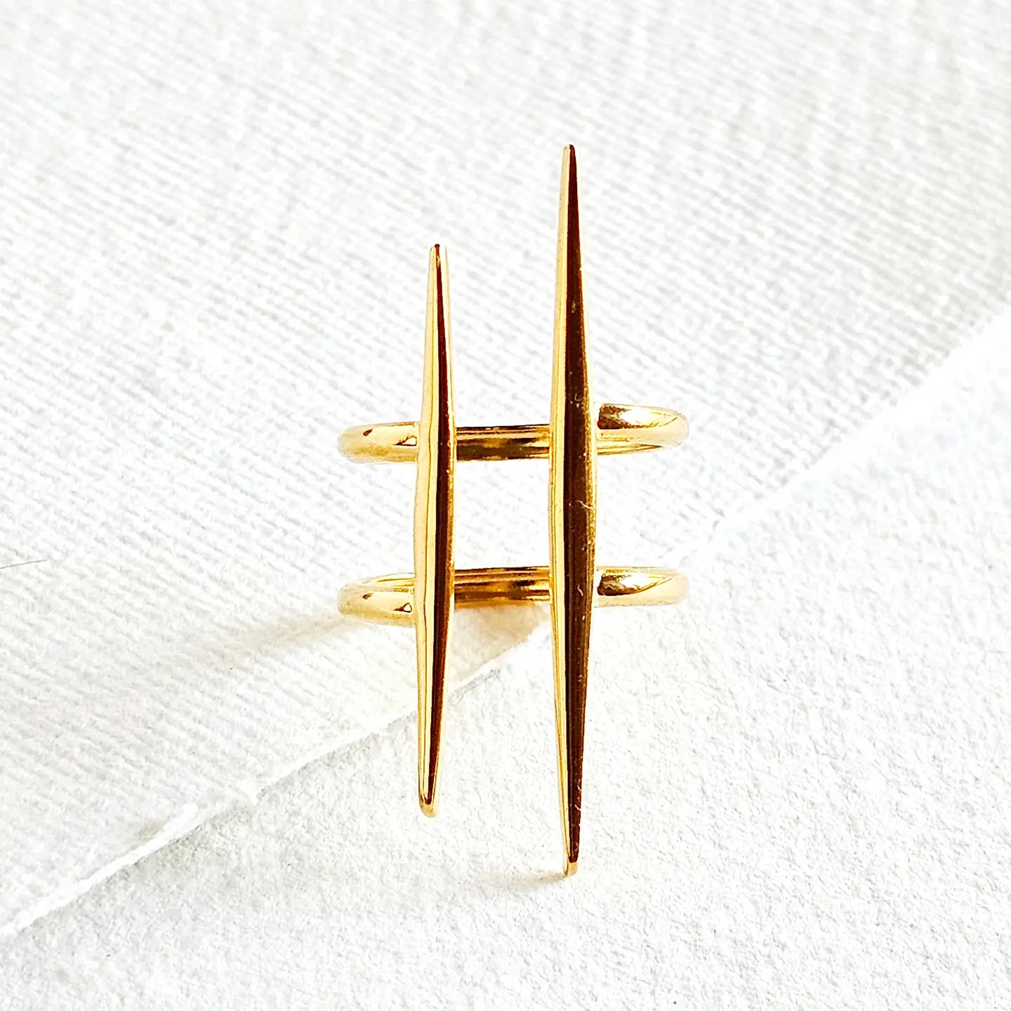 18kt Plated Barbed Gold Spike Ring Handmade Adjustable