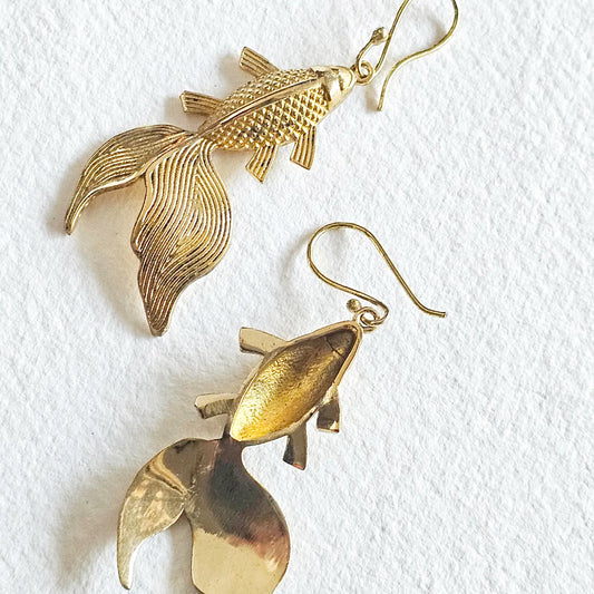 Brass Koi Fish Earrings