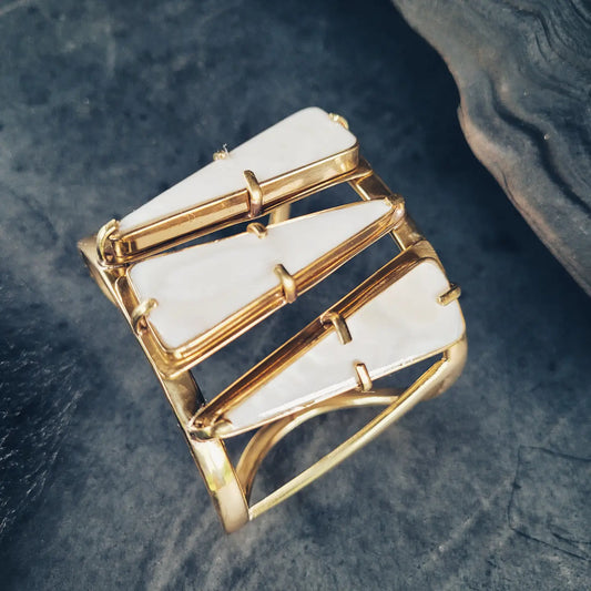 Brass Seashell Mop Cuff Bracelet Designer Shell Jewelry