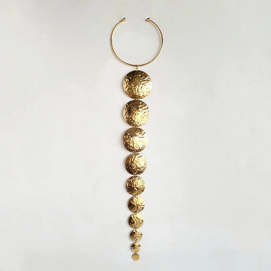 Brass Necklace Runway Statement Circles Disc Hoop Collar