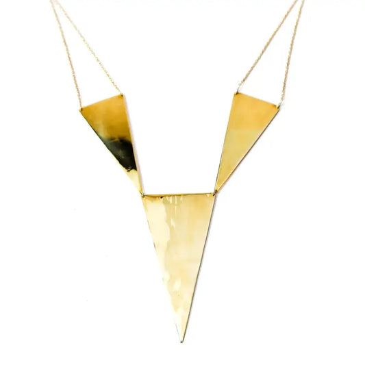 Paragon Brass Geometric Handmade Triad Necklace - Gold