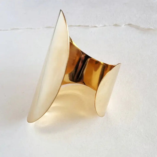 Large Swerve Modern Brass Cuff Bracelet
