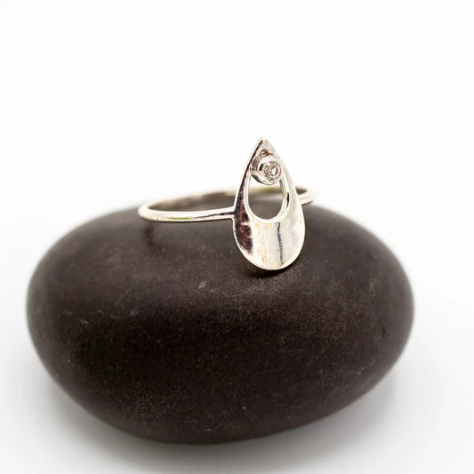 Sterling Silver Crystal Droplet Ring