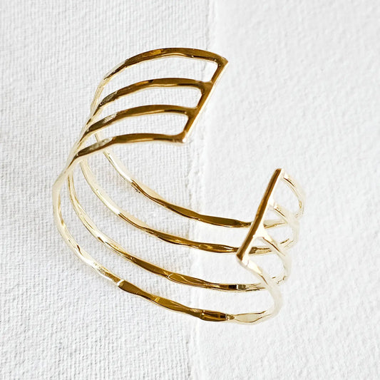 Brass Multi Layered Wire Cuff Bracelet - Bohemian Style