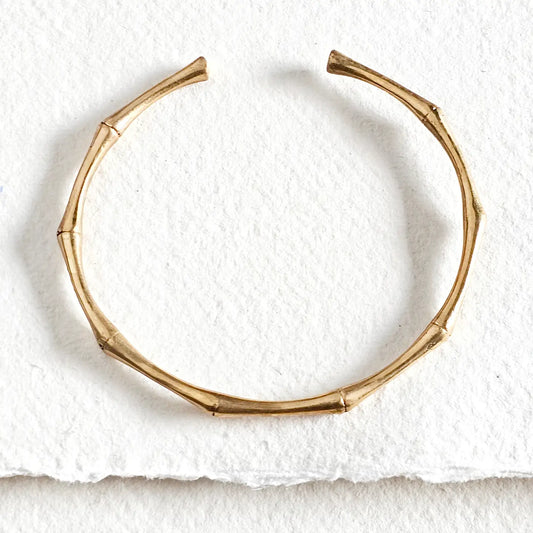Brass Bamboo Classic Handcast Cuff Bracelet