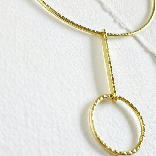 Brass Drop Circle Necklace