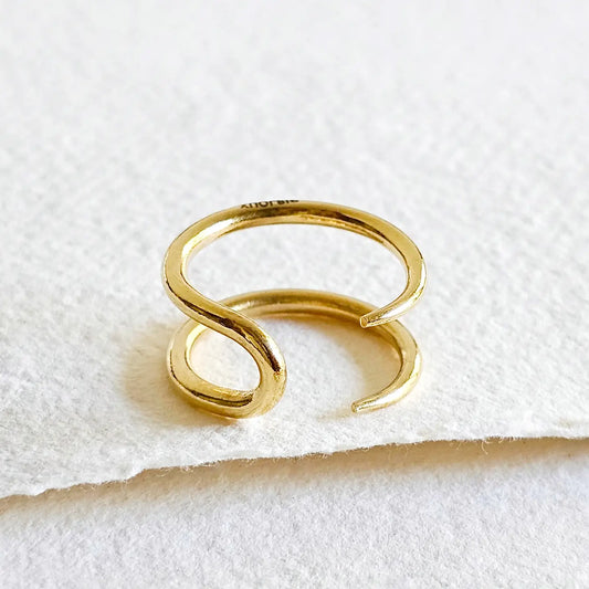 Double Spike Wrap Brass Ring