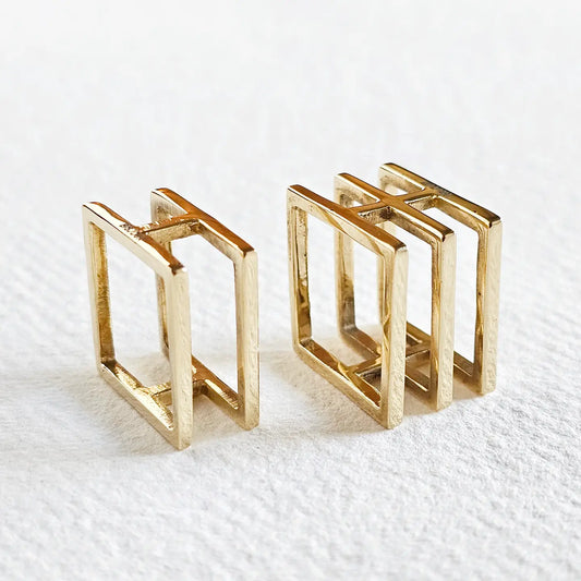 Double Square Brass Statement Ring