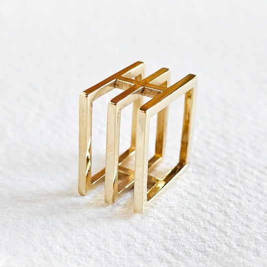 Triple Square Brass Statement Ring