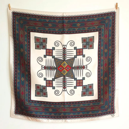 Ethiopian Embroidered Motif (Tilf) Silk Scarf