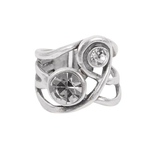 Twin Crystal Brass Ring