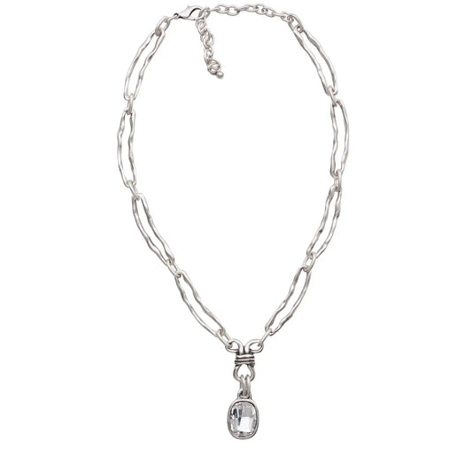 Looped Crystal Pewter Necklace