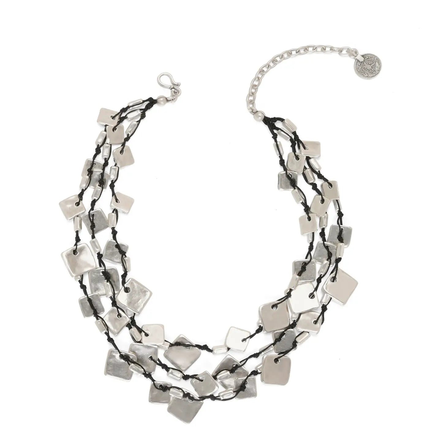 Square Layered Pewter Necklace