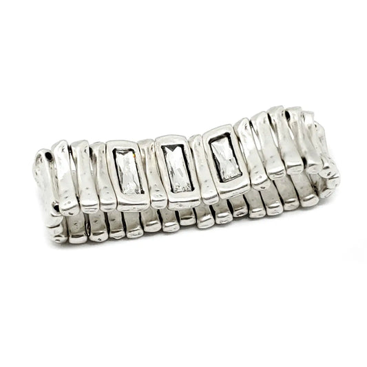 Clear Square Pewter Bracelet