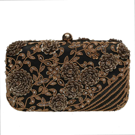 Black and Gold Beaded Clutch