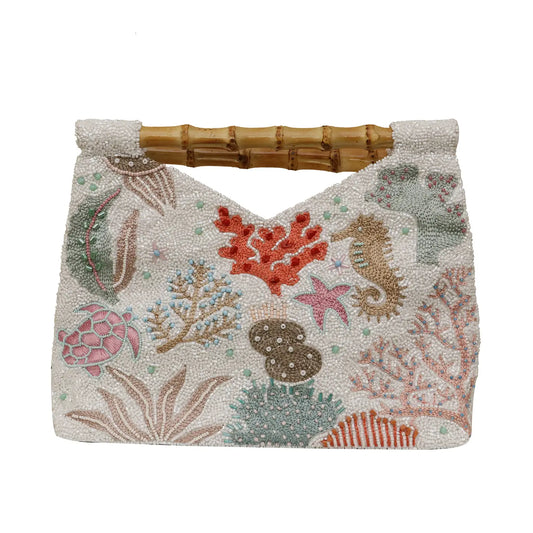 Sea Beaded Bamboo Bag