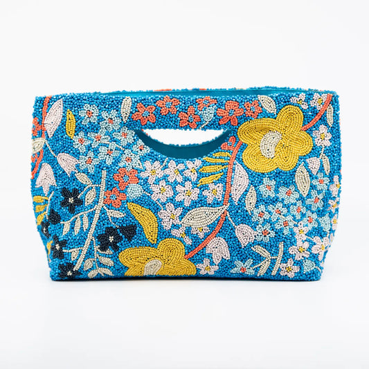 COH Blue and Yellow Beaded Bag
