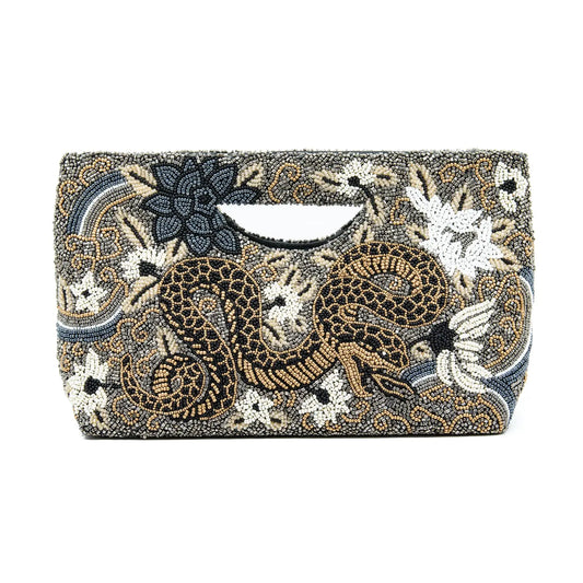 COH Brown Beaded Snake Bag