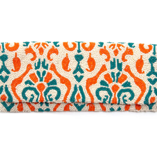 FO Green and Orange Beaded Clutch