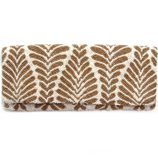 Leaf Beaded Clutch (Caramel)