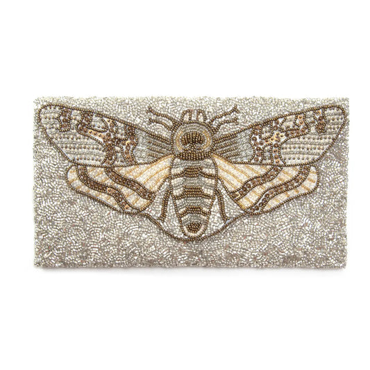 Large Butterfly Beaded Clutch