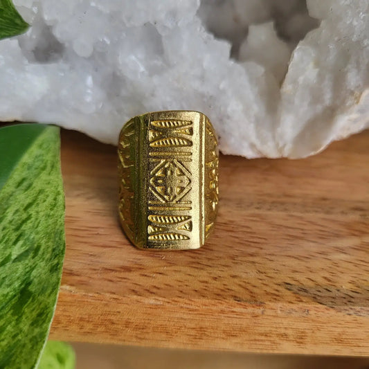 Naru African Brass Geometric Ring