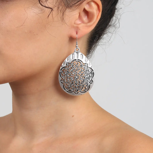 Large Mandala Etched Earring