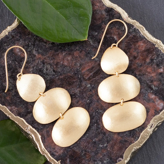 Brushed Brass Triple Pod Earring