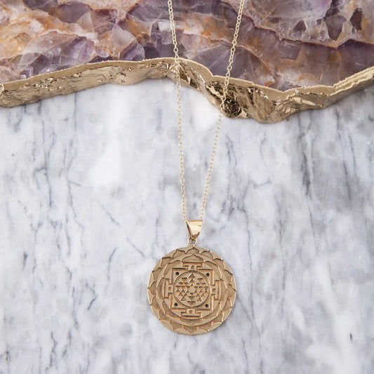 Brass Sri Yantra Pendant Necklace