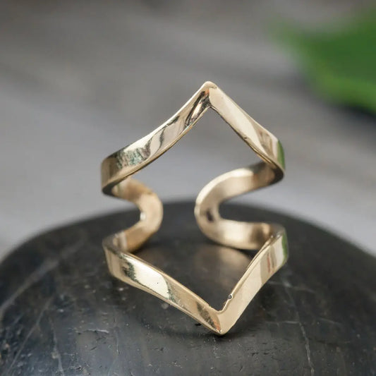 Brass Open Double Point Ring