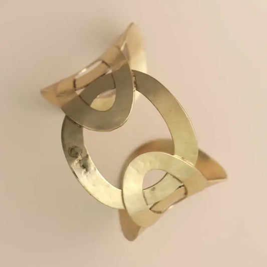 Gold-Tone Hammered Interlocking Cuff