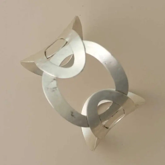 Silver-Plated Hammered Interlocking Cuff