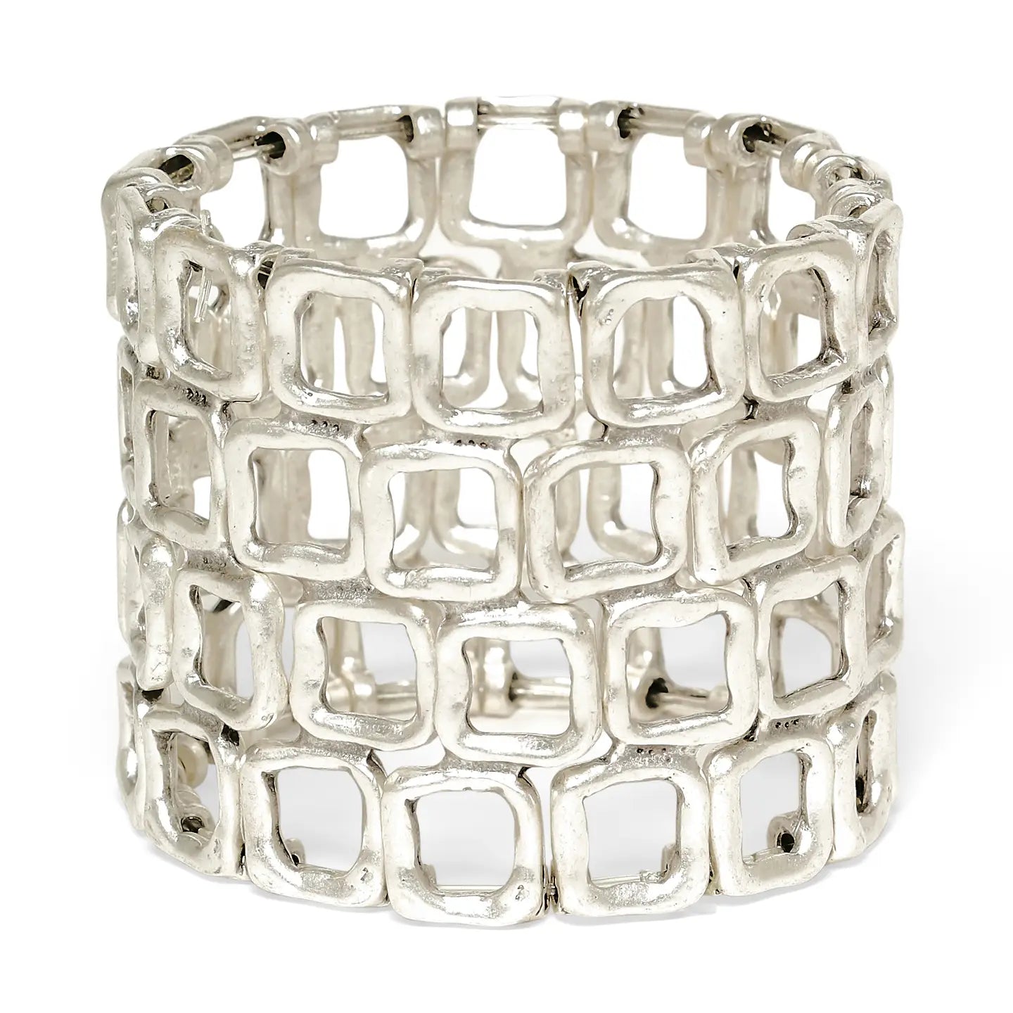 Open Square Stack Pewter Bracelet