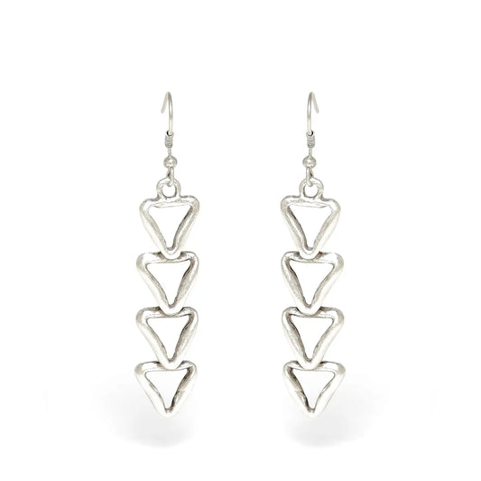 Small Drop Heart Pewter Earring