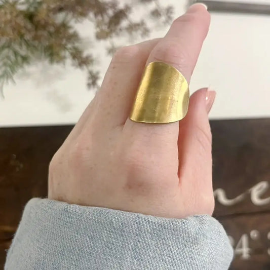 Golden Hour Minimal Brass Spoon Ring